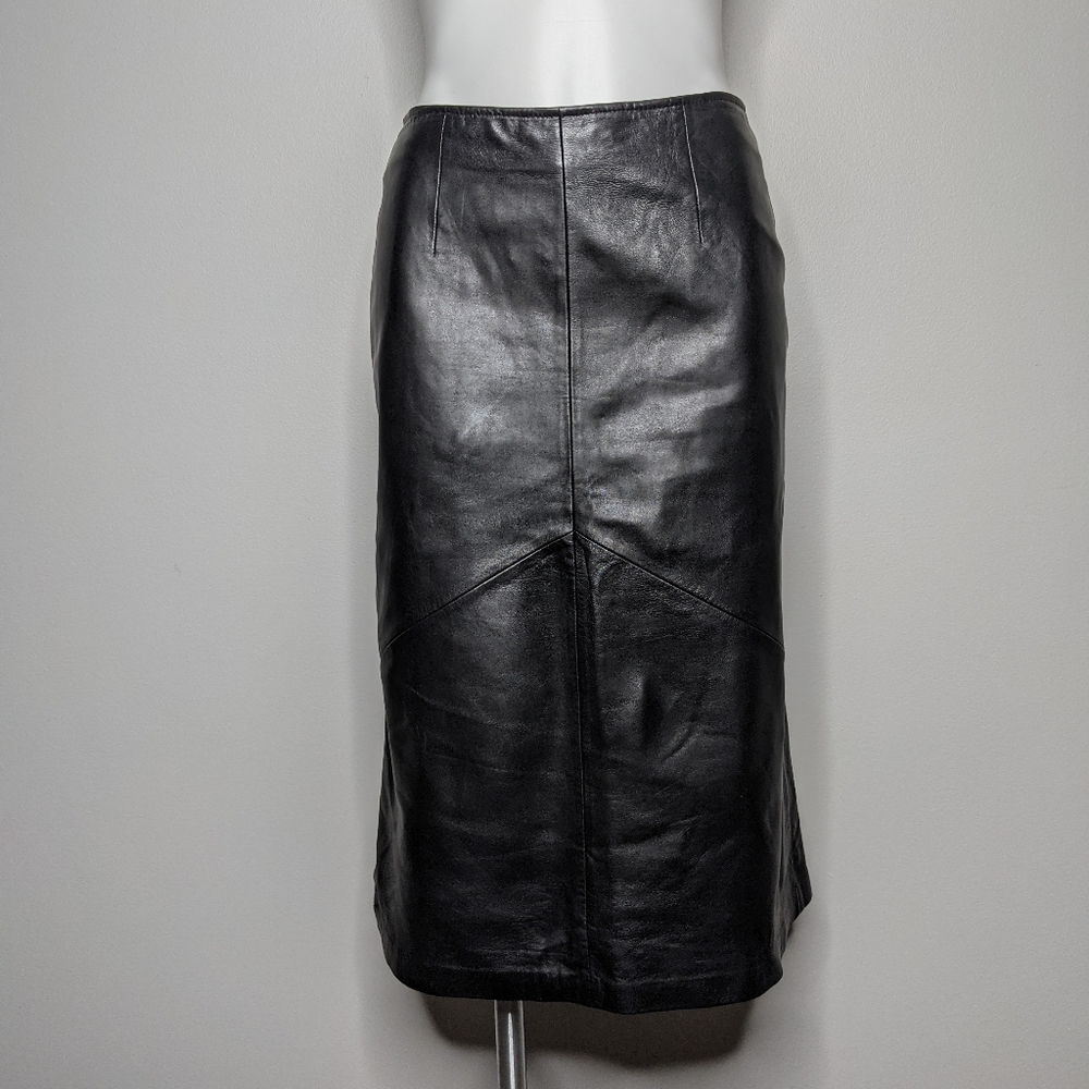 VS2 black leather midi skirt 4